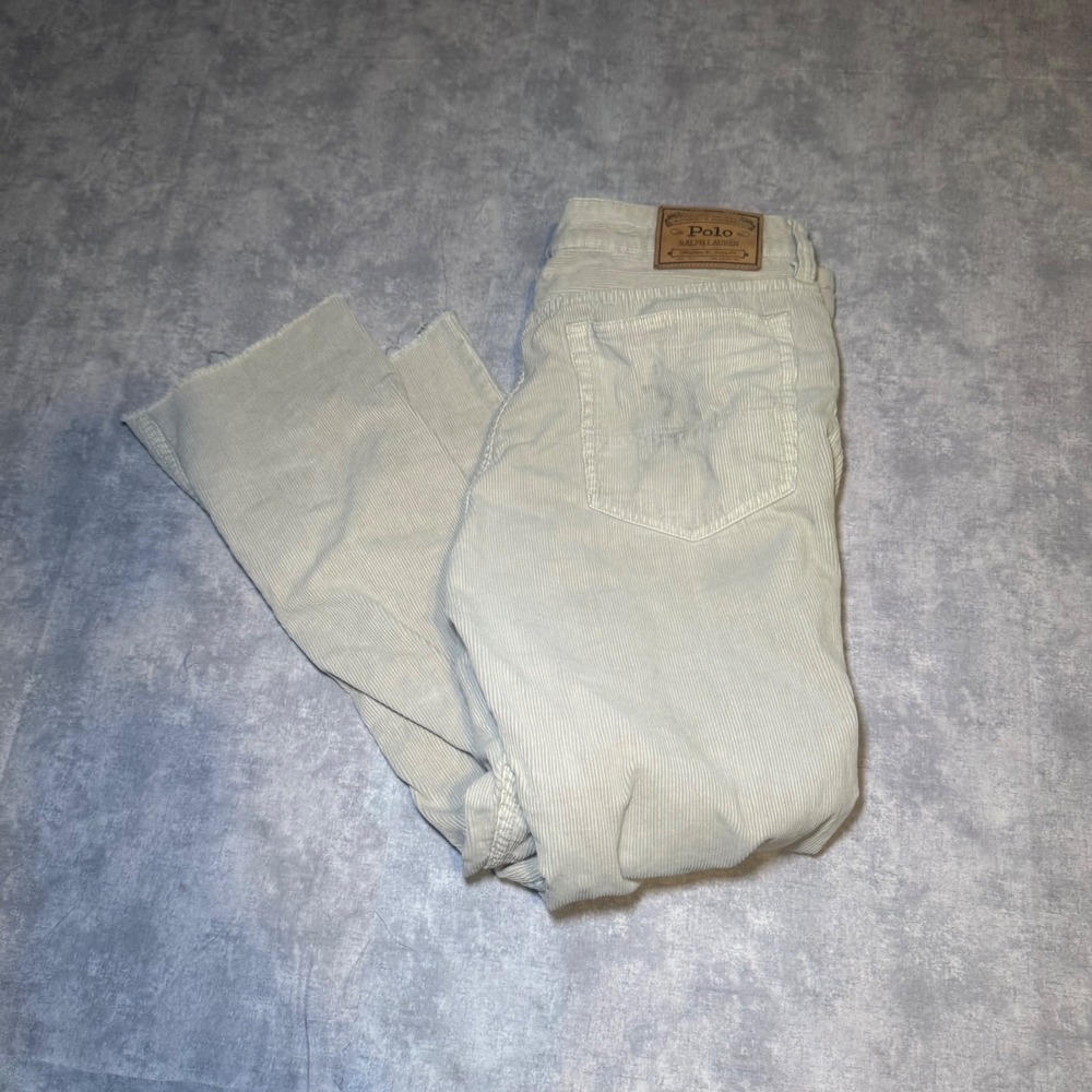 Polo Ralph Lauren Corduroy Pants Tan Straight Leg Raw Hem Mens 34x32 Khaki